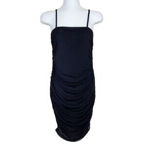 Nasty Gal Dress Womens 6 Black Ruched Sides Mesh Mini Wiggle Bodycon